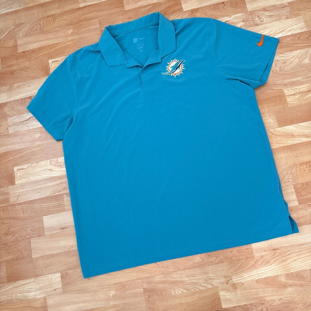 Nike NFL Miami Dolphins Dri-FIT Polo Shirt Mens XXL Aqua Teal Short Sleeve
